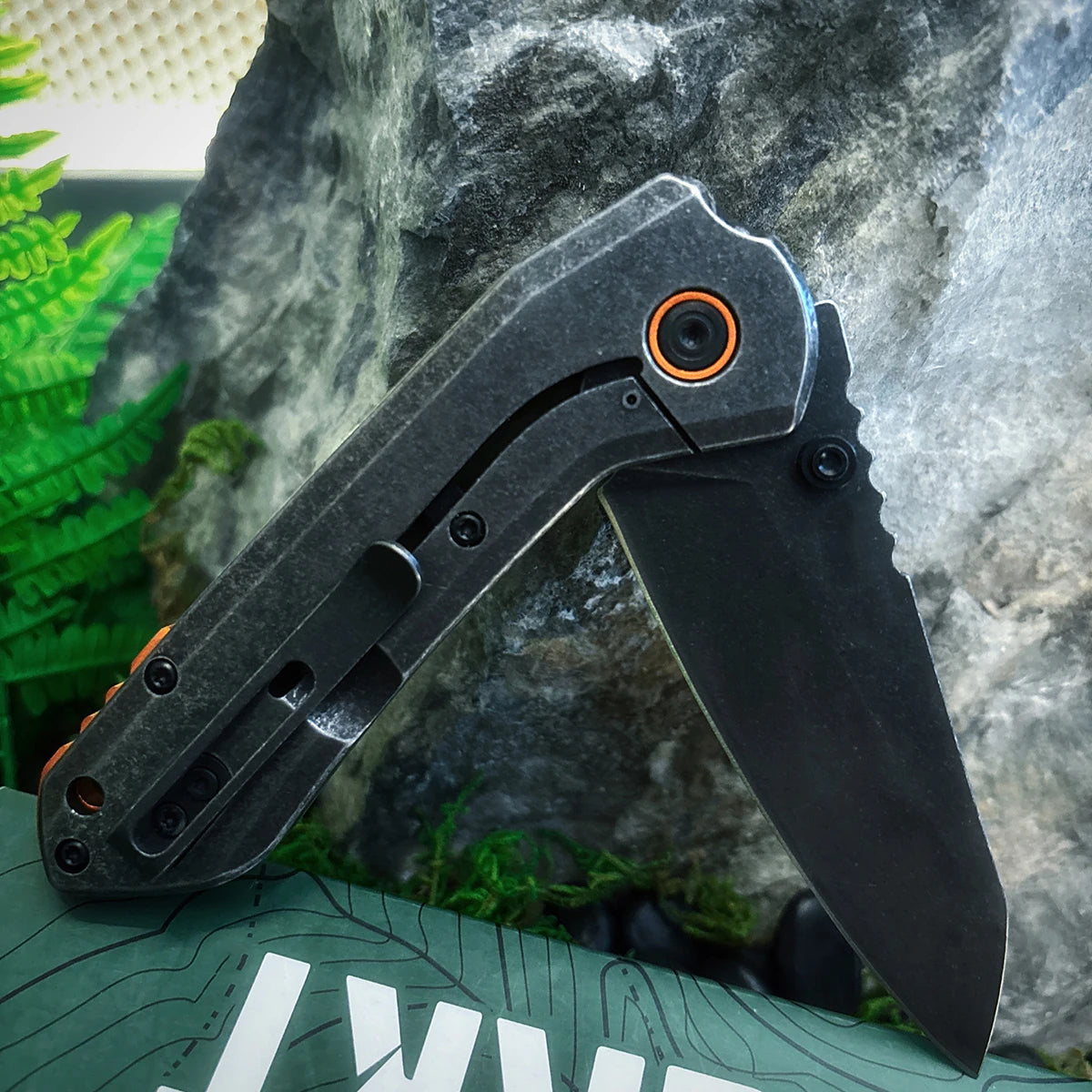 EDC Tool,Folding Pocket Knife, Stone-Washed Black Steel Blade,G10 Handle,Outdoor Camping Hunting Survival Gear,Father's Day Gift