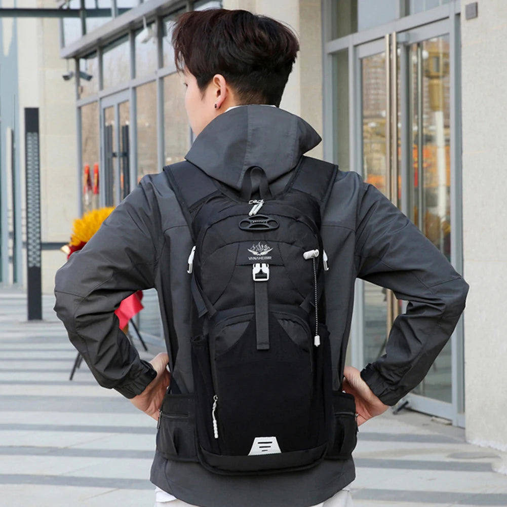 Camping Backpack Waterproof Breathable Climbing Rucksack Wear-resistant Lightweight with Eflective Stripe for Outdoor Activities