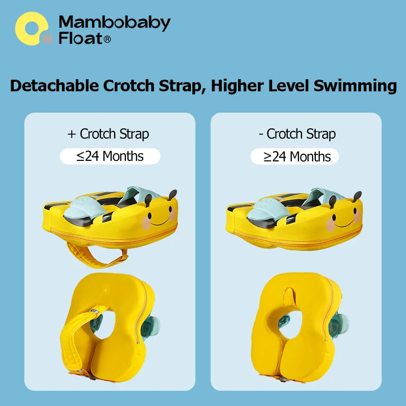 Mambobaby Float with Crotch Strap UPF50+ Canopy Air-Free Non-Inflatable Baby Swimming Ring Toddler Pool Float Infant Water Ring