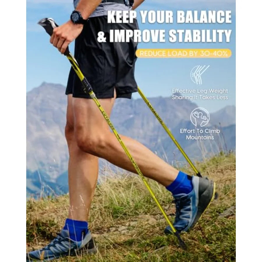 Hiking Poles Collapsible Trekking Poles - Aluminum Alloy 7075 Walking Sticks for Hiking with Telescopic and Foldable Tri-fold D