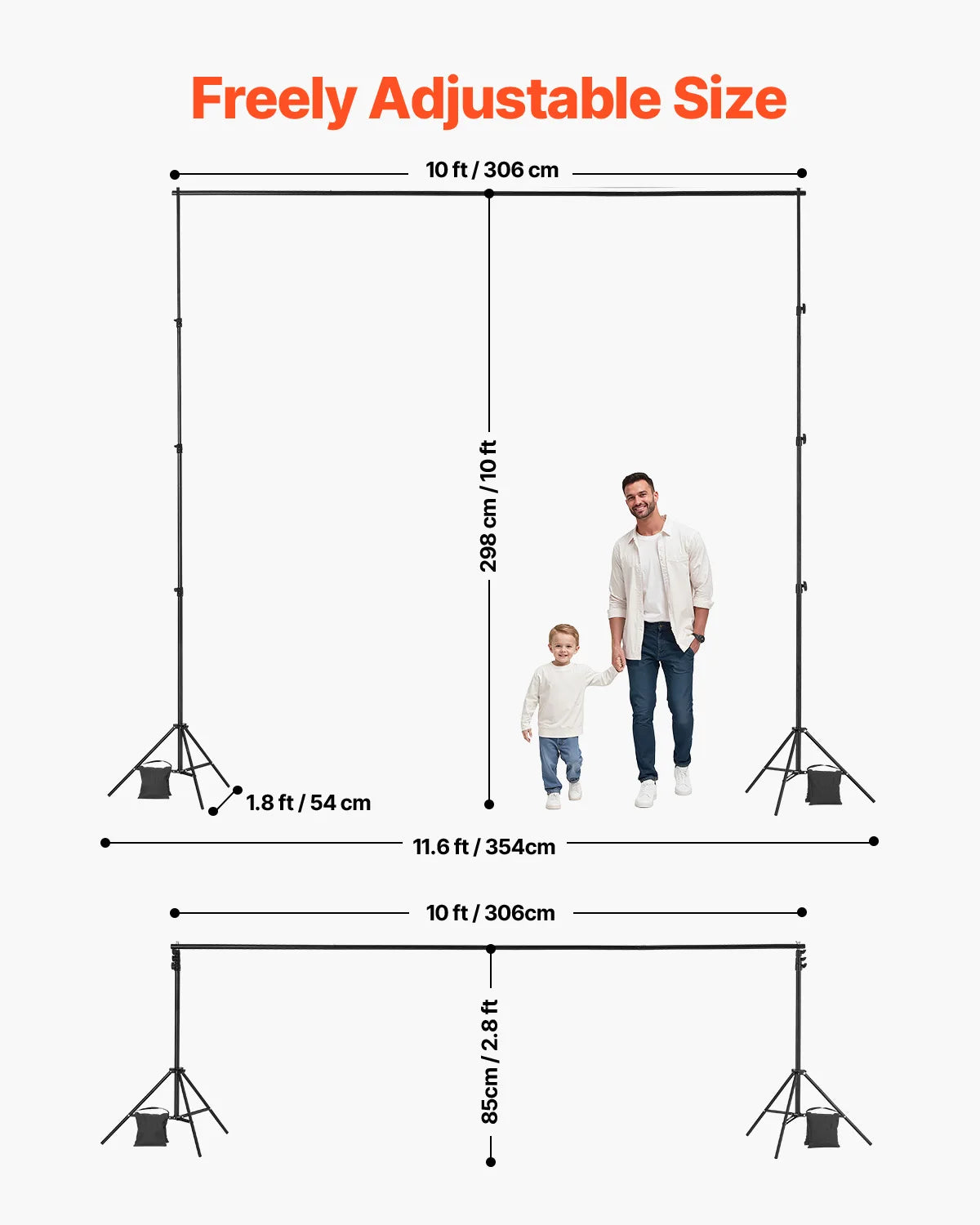 SucceBuy Backdrop Stand Adjustable Photo Backdrop Kit Heavy Duty Projector Screen Stand for Wedding Photo Video Studio Party