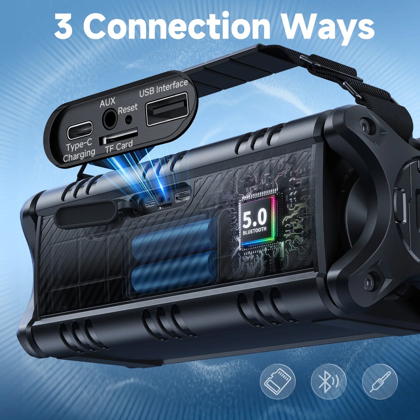 W-KING D8 Bluetooth Speaker, 50W RMS IPX6 Waterproof Loud Speakers Bluetooth Wireless, Large Outdoor Portable Party Box for Home, Outdoor, Beach, Swimming Pool
