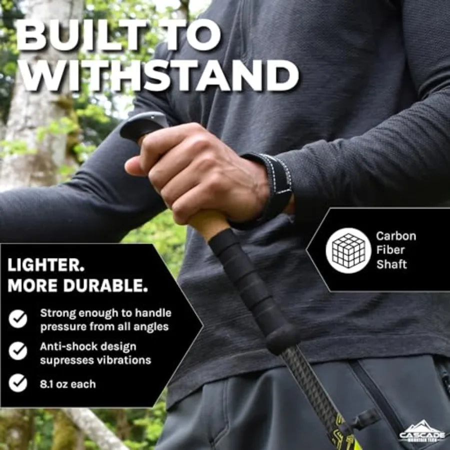 Trekking Poles - Walking or Hiking Sticks with Quick Adjustable Locks
