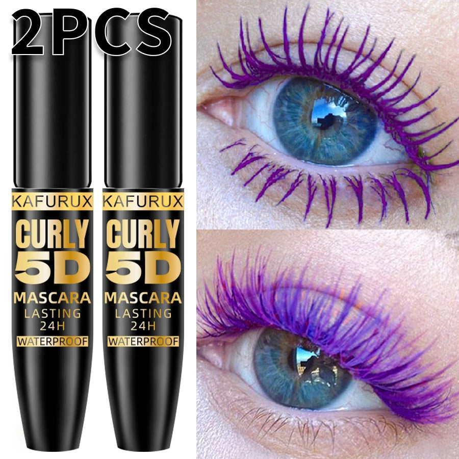 2pcs Colorful Slender Mascara Waterproof Fast Drying Curling Eyelashes Multi Color Lashes Makeup Long Lasting Blue Green Black White Cosmetic for Women Gifts