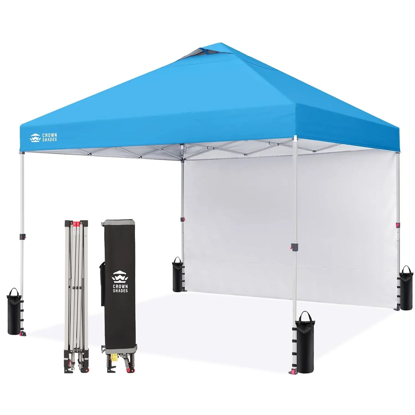 10x10 Pop Up Canopy with 1 Side Wall - Beach Tent with One Push Setup - Outdoor Sun Shade for Events, Parties,, Customized