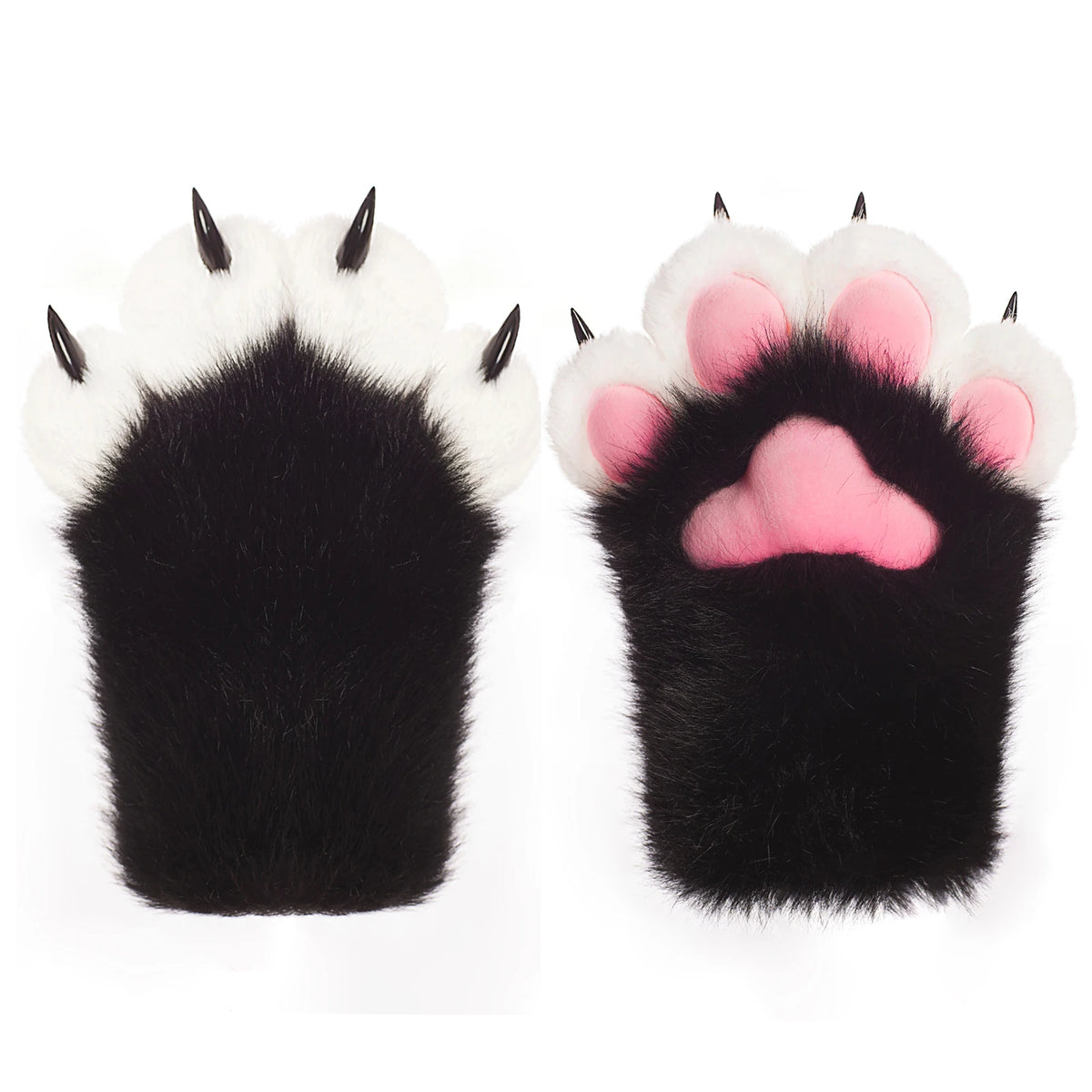 Furry Cat Gloves With Claws Cosplay Therian Fursuit Paws Costume Accessories