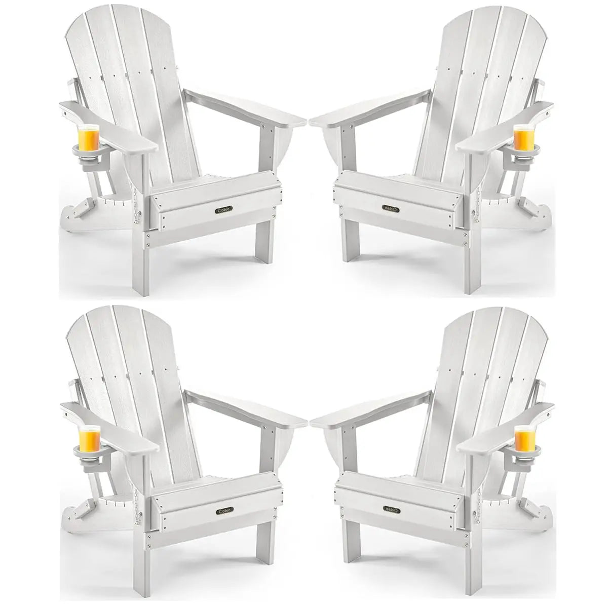 Folding Adirondack Chairs Set of 4, Patio Adirondack Chair Weather Resistant, Plastic Fire Pit Chair with Cup, Customized