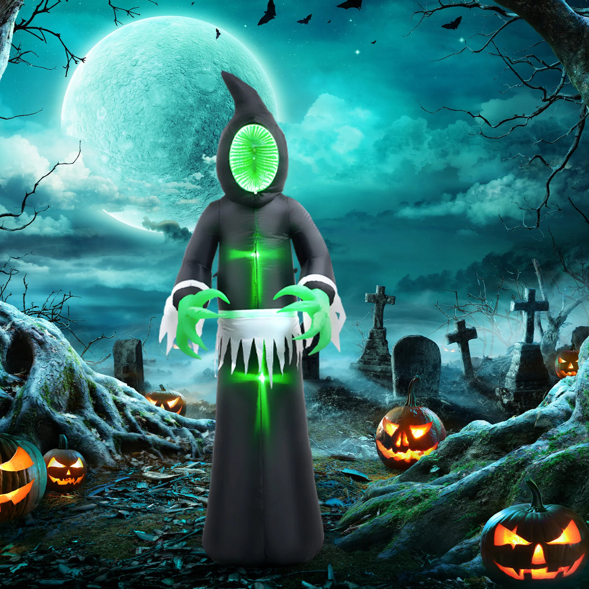 8-Foot Inflatable Halloween Mirror Ghost Model, Outdoor Led Display