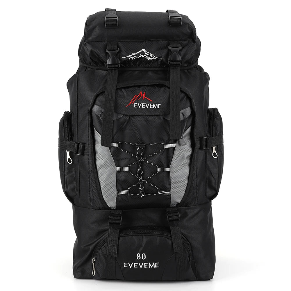 Waterproof 80L Large Capacity Mountain Climbing Backpack Canvas Trekking Camping Fishing Hiking Adjustable Strap OutdoorRucksack