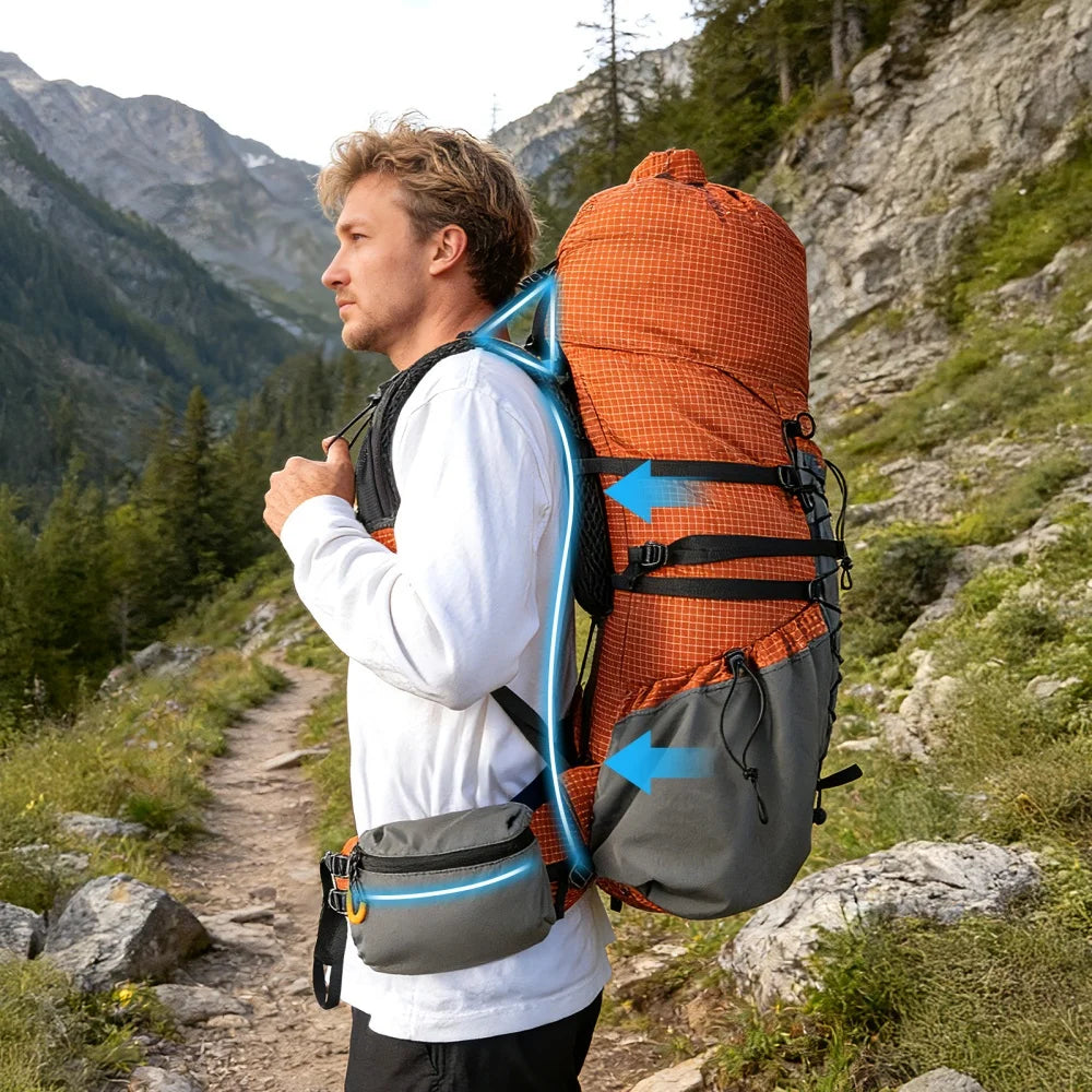 Night Cat Internal-frame Hiking Backpcack: 50L / 60L / 70L Roll Top Lightweight Travel Backpack with Rain Cover for Men Women Hiking Camping Backpacking
