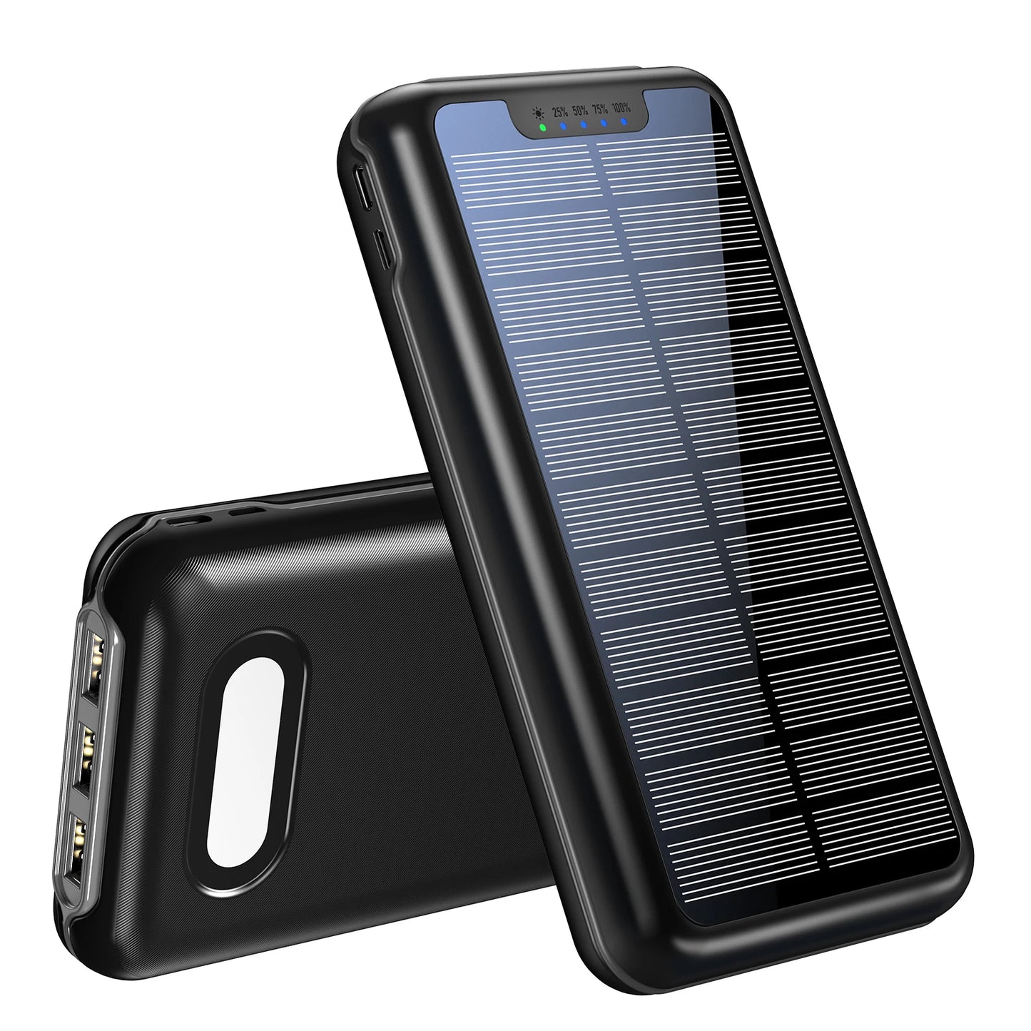 30000mAh Solar Power Bank,3 USB ports,Portable Solar Charger External Battery Bank,LED Flashlight, Camping,Travel & Emergency Use