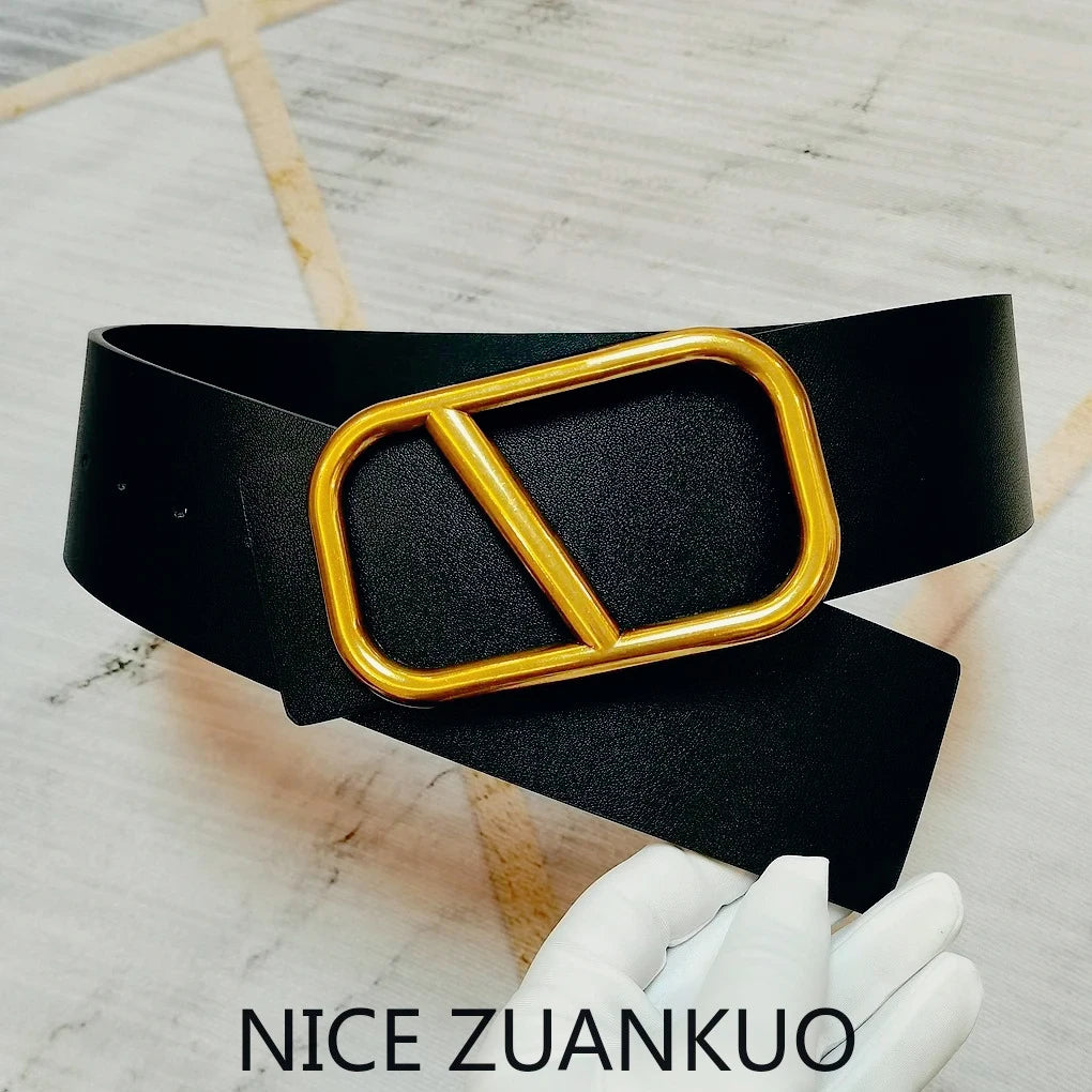 Women's Genuine Leather Belt, Luxurious Italian Women's Belt, 2026 New Style Fashionable V-shaped Jeans Belt, Ultra-wide Letter Logo Personalized Dress Belt, Slimming and Shaping Leather Belt, High-end Brand Belt.
