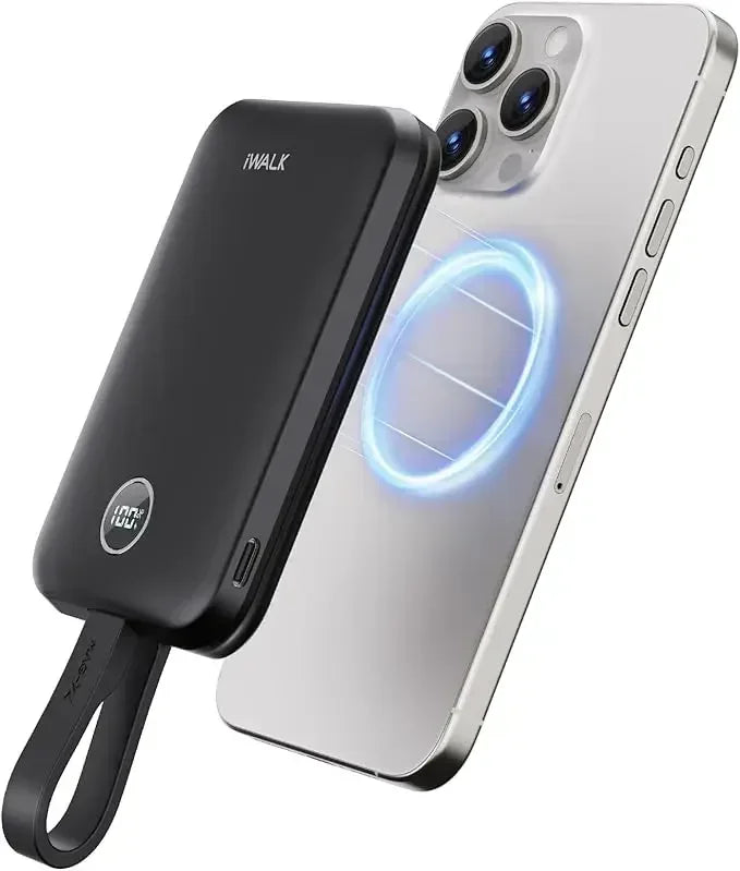 iWALK Magnetic Portable Charger 10000mAh: 15W Wireless Power Bank 30W Fast Charging with USB-C Cable for iPhone,Samsung