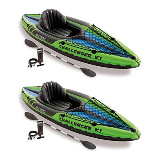 1 Person Durable Vinyl Streamline Sporty Inflatable Kayak with Inflatable Seat and Backrest Oar Pump Carrying Bag Repair Kit 2
