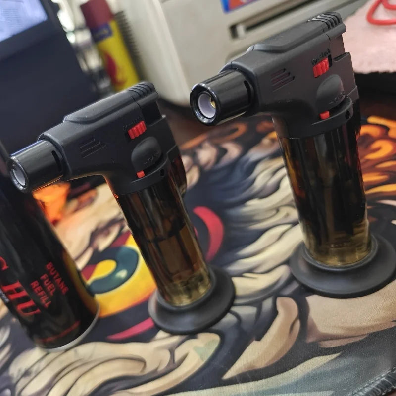 Outdoor Portable High Temperature Welding Gun Butane Gas Torch Lighter Transparent Gas Window BBQ Kitchen Turbo Cigar Lighters