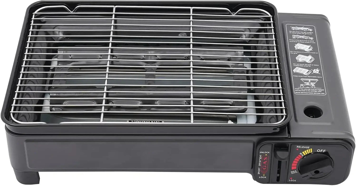 BYMAOCAR Butane Grill with Grill Net Stove Portable Camping Grill Gas Stove for Camping Traveling Trekking