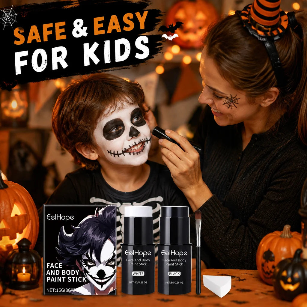 Halloween Face Paint Sticks Kit Vibrant Costume Makeup Set for Kids Adults Washable Cream-Based Face Paint Body Art Party Cosplay Gift Non-Toxic Safe