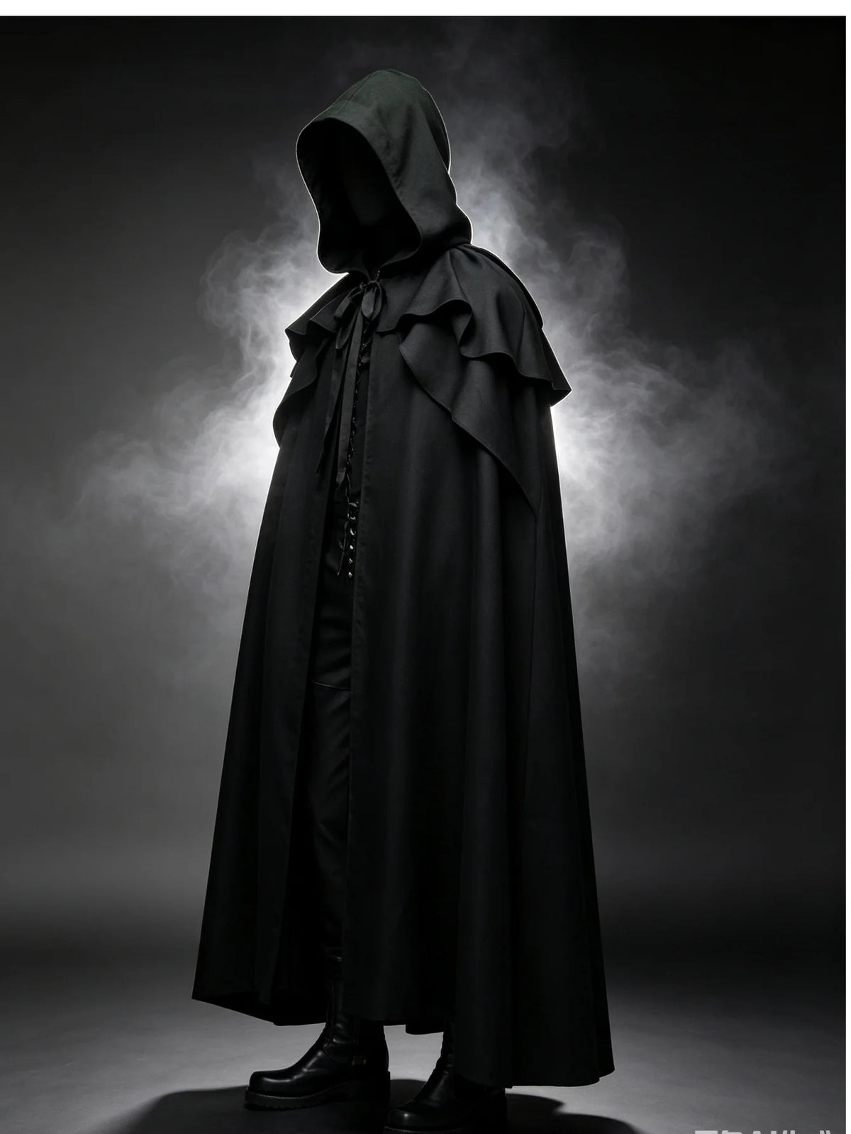Medieval Vintage Hooded Long Cos Cloak, Dark Green Double Lapel Tie Cape, Unisex Ranger Hunter Wizard Role Play Costume, Retro Gothic Cosplay Coat for Halloween Stage Performance