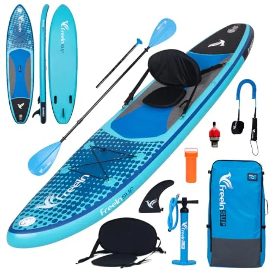 Inflatable Stand Up Paddle Board with Kayak Seat for Adults 10'/10'6'/11' Durable Polyester Fabric Blue Includes Pump Adapt
