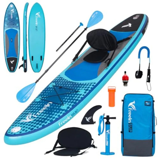 Inflatable Stand Up Paddle Board with Kayak Seat for Adults 10'/10'6'/11' Durable Polyester Fabric Blue Includes Pump Adapt