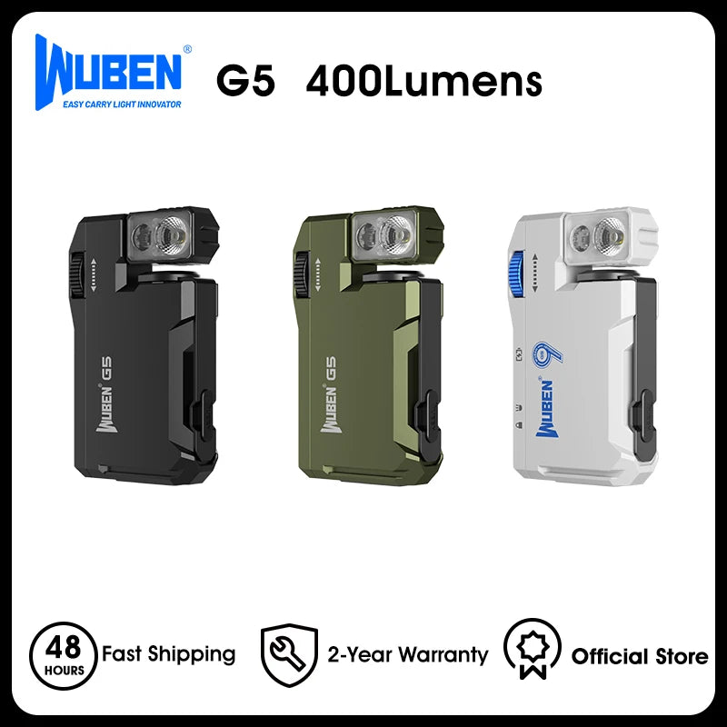 Rechargeable EDC Flashlight, 400 Lumens Dual Light Sources Mini Flashlight with RGB Light, Portable Pocket Flashlights
