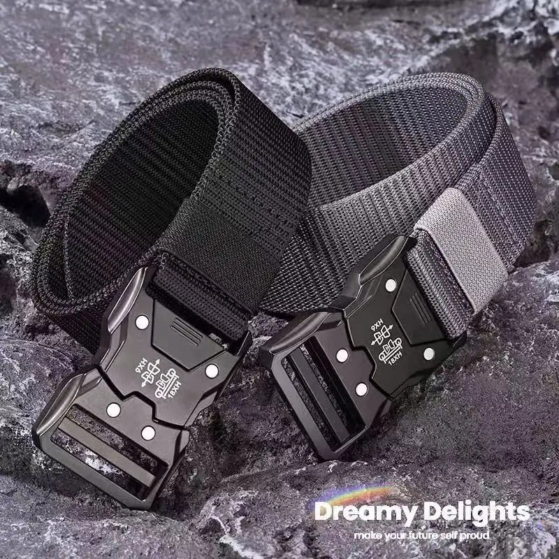 "Genuine Tactical Belt Black Quick Release Outdoor Men's Belt Buckle Quick Release Elastic Belt Sport Nylon Braided Belts for Men "