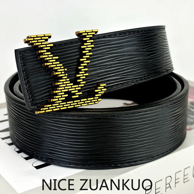 Men's Genuine Leather Belt, A New 26SS Summer Fashion Luxury Brand Belt, Featuring A French Wave Design. Perfectly Matches Men's Business Attire, Suitable for Both Casual and Fashionable Outfits. Unique in Concept, A Must-hav