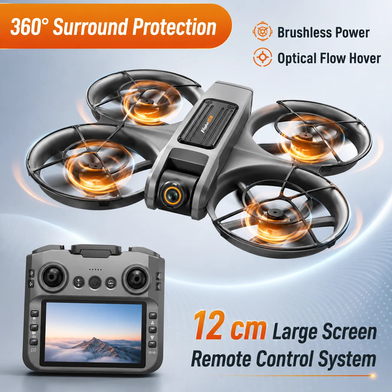 ZNLYRION S156 RC Drone 8K Dual Camera Quadcopter with 5.9-inch Screen Remote Brushless Motor Optical Flow Hovering 360° Protection WiFi FPV Remote Control Aircraft with Storage Bag 1 Battery