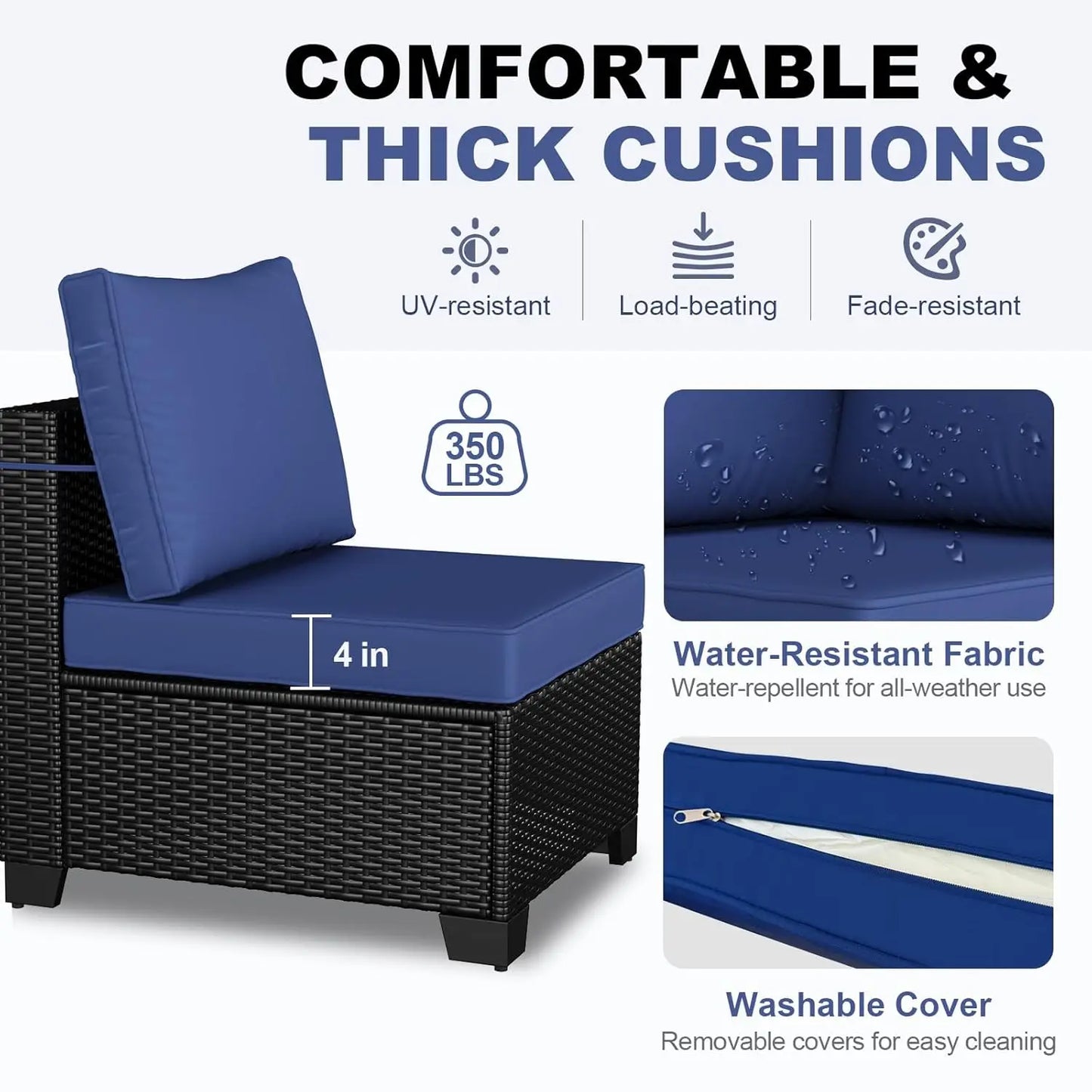 7 Piece Wicker Rattan Outdoor Patio Sectional Furniture Set, Outdoor Conversation Couch Set with Waterproof, Customized