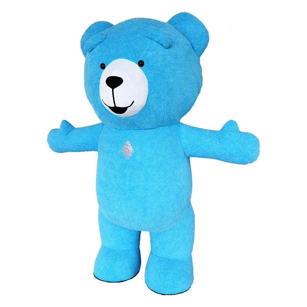 Blue Teddy Bear Inflatable Costume Mascot Parade Adult Character Cosplay Animal Birthday Halloween Party Event Plush Set