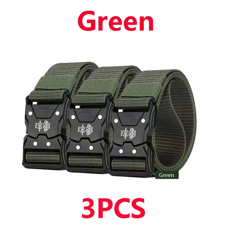 "Genuine Tactical Belt Black Quick Release Outdoor Men's Belt Buckle Quick Release Elastic Belt Sport Nylon Braided Belts for Men "