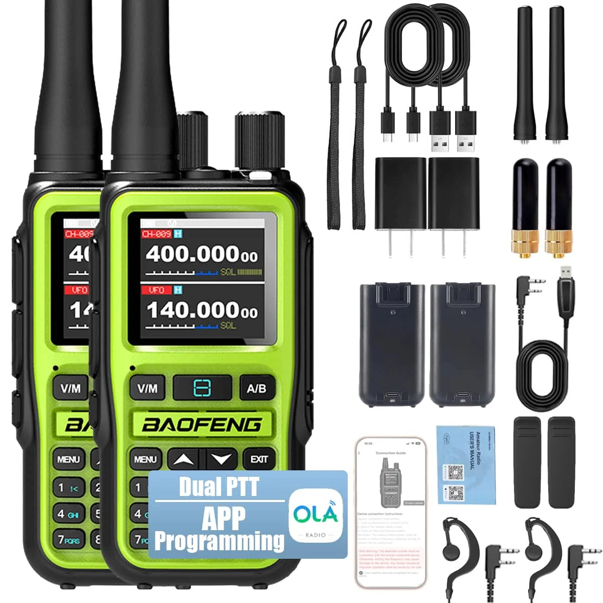 Baofeng UV-5R Mini Dual Band Radio - 5W 2-Way Radio w/999CH | Bluetooth & NOAA Weather | USB-C Charging | Emergency Kit for Camp