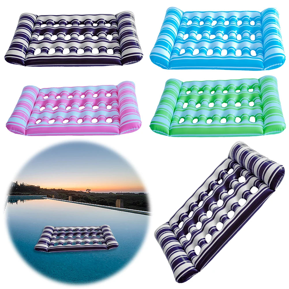Inflatable Floating Swimming Mattress Sea PVC Hammock Recliner Chair Foldable Floating Lounger Air Mat Pool Party  Lounge Bed