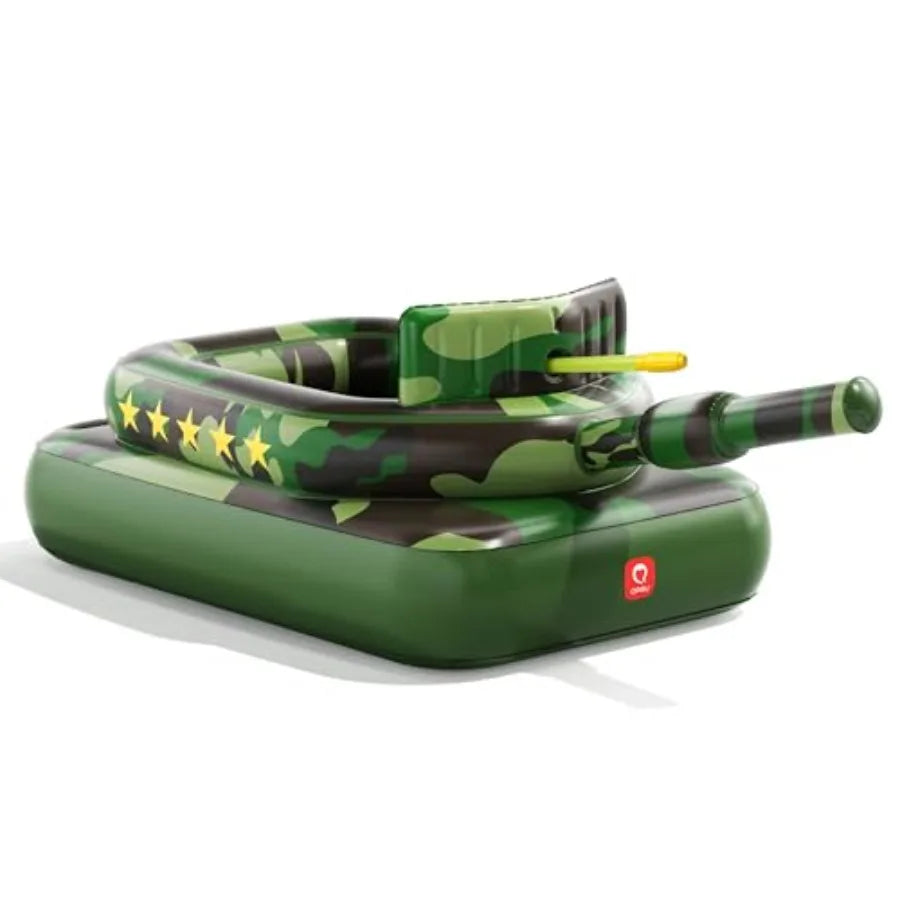 Inflatable Tank Pool Float for Adults and Ride-On Camouflage Floaty with Water Cannon Swim Raft Toy for Boys Girls Lake Beach B
