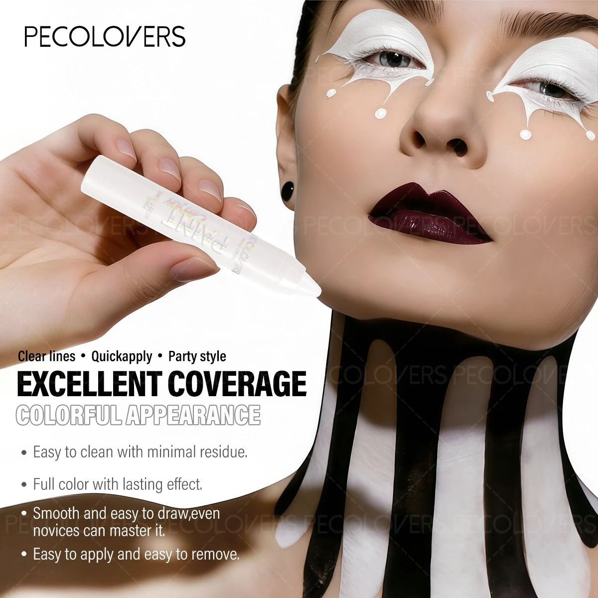 7PCS/SET Halloween Face And Lip Paint Set, 2 Paint Pens, 3 Liquid Lip Colors, 1 Detail Brush, 1 Beauty Tool, Quick-Dry Smudge-Proof Formula, Long-Wear Non-Sticky Finish, Great for Spooky Holiday Looks