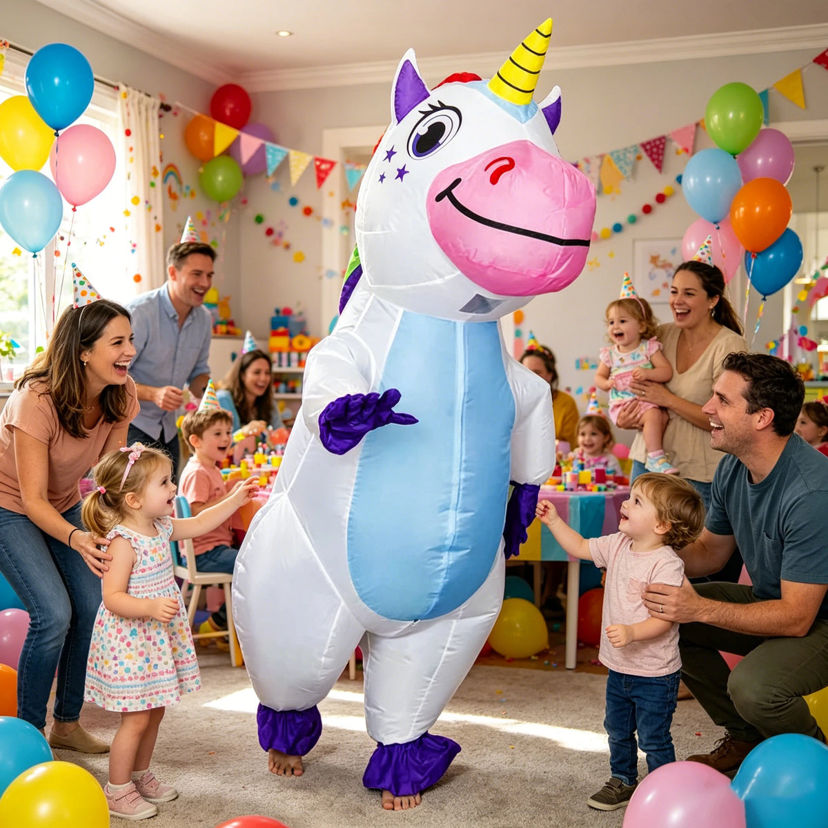 Unicorn Inflatable Costume Mascot Adult Parade Character Cosplay Animal Birthday Halloween Party Event Set