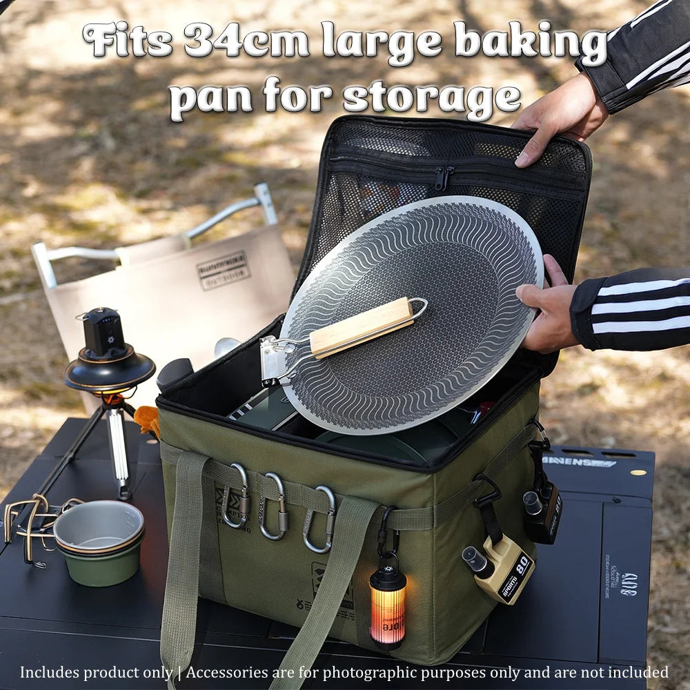 Large Capacity Camping Storage Bag Heavy Duty Water Repellent 600D Oxford Tactical Gear Organizer Foldable Portable Cookware Storage Bin For Car Trunk Hiking Fishing Picnic BBQ Road Trip Outdoor Travel Accessories