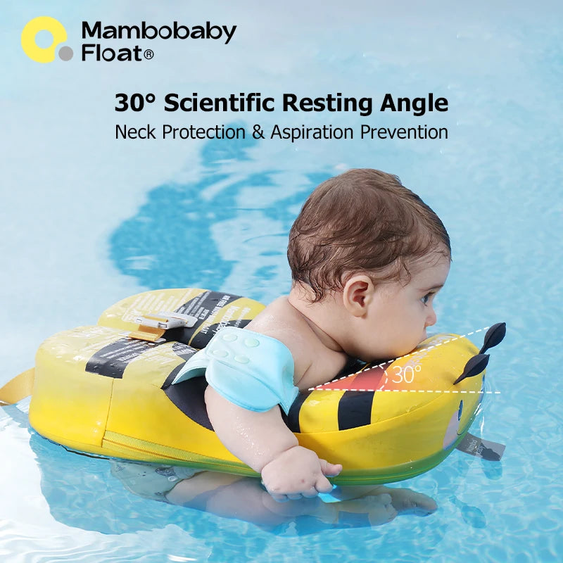 Mambobaby Float with Crotch Strap UPF50+ Canopy Air-Free Non-Inflatable Baby Swimming Ring Toddler Pool Float Infant Water Ring