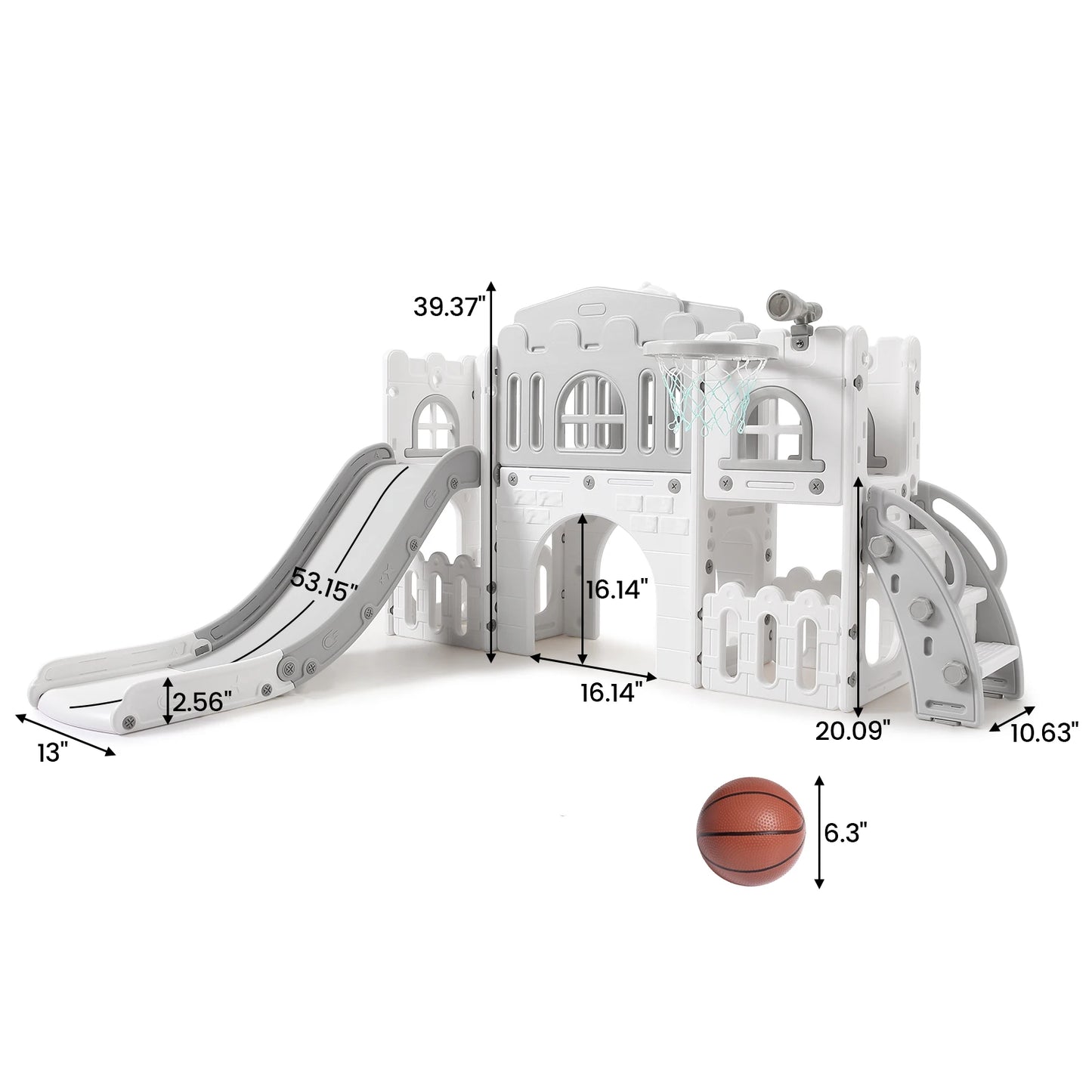 8 in 1 Toddler Slide Indoor Playground, Indoor Slide Toddler Playset for Toddlers  Kids Outdoor Playground with Basketball Hoop,