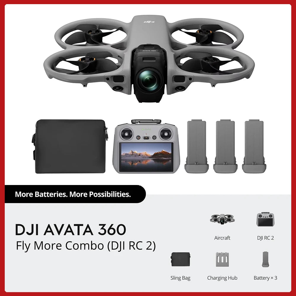 DJI Avata 360 DJI Drones Dual Modes 360° & Single Lens Drone With 1-Inch 8K 360° Imaging for FPV & Aerial Filming 360° Camera Drone With Propeller Guard Elevate 360° View O4+ FHD Video Transmission