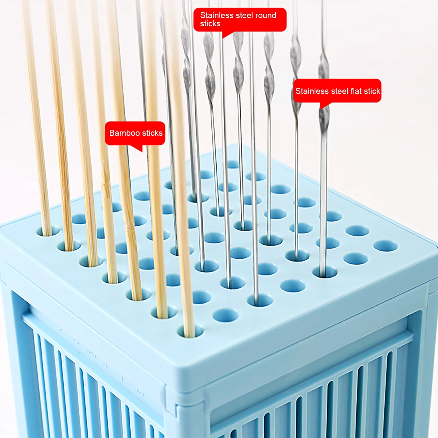 49 Holes Barbecue Stringer Box Detachable BBQ Skewer Maker Tool Multifunction Meat Skewer Maker Box for Camping Barbecue
