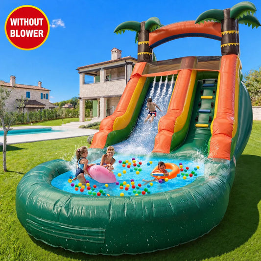 VANCEN 21ft Portable Jungle Water Slide for Kids Thickened Commercial PVC Inflatable Play Center Outdoor Backyard Lawn Summer Swimming Pool Birthday Party (Without Blower)