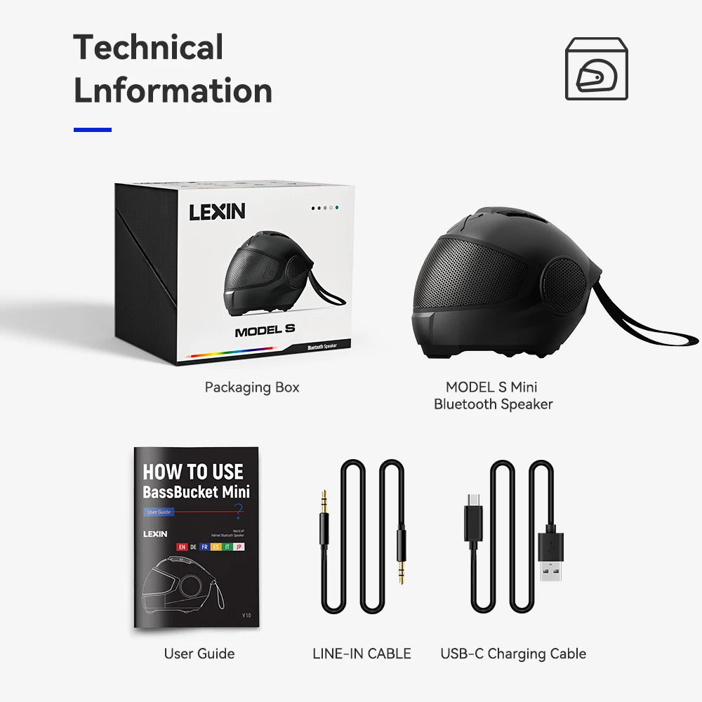 LEXIN Model-S Portable Bluetooth Speaker,Helmet Style Wireless Speaker,Powerful Loud Stereo Speakers, Deep Bass,IPX4 Waterproof