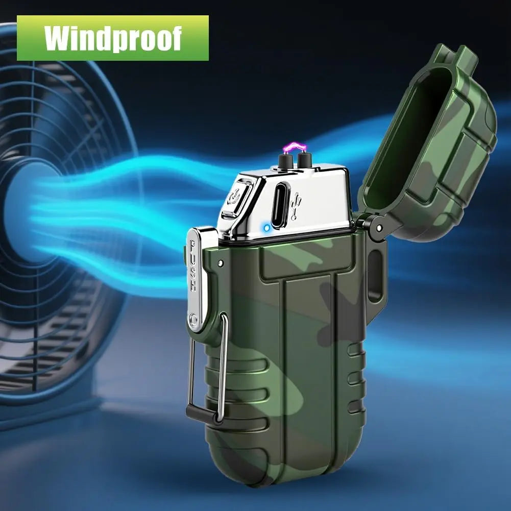 USB-C Rechargeable Plasma Lighter, Windproof Waterproof Flameless Arc for Camping Hiking Survival Gear Gifts