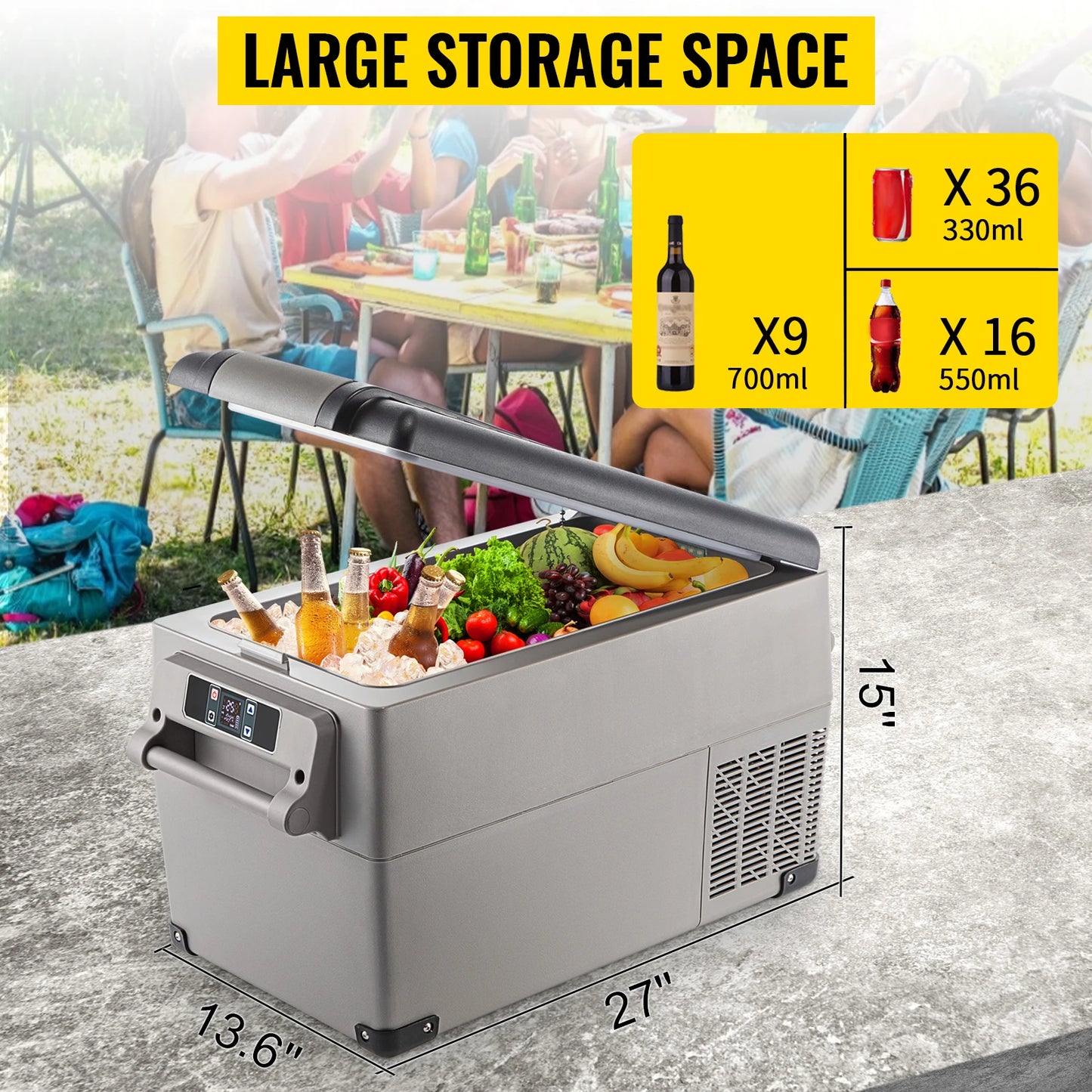 SucceBuy 15L - 55L Car Refrigerator Mini Fridge Freezer Portable Compressor Cooler DC 110-240V Ice Box for Camping RV Travel