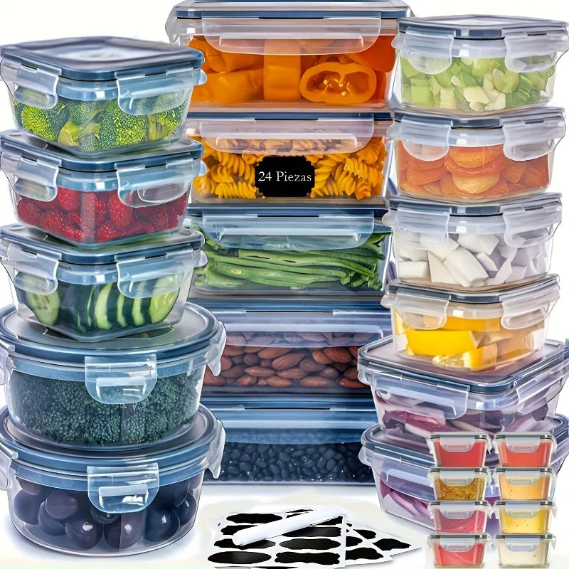 48PCS BPA-Free Food Storage Set – 24 Airtight Containers with Lids & Labels for Kitchen, Pantry & Travel