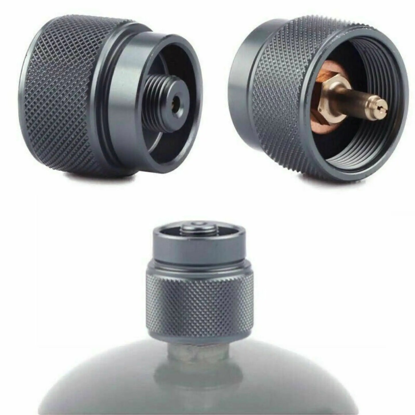 Portable Propane Adapter 1 LB to Flat Gas Tank Outdoor Grill Stove Fuel Converter, Aluminum Alloy Copper Construction Easy Carry