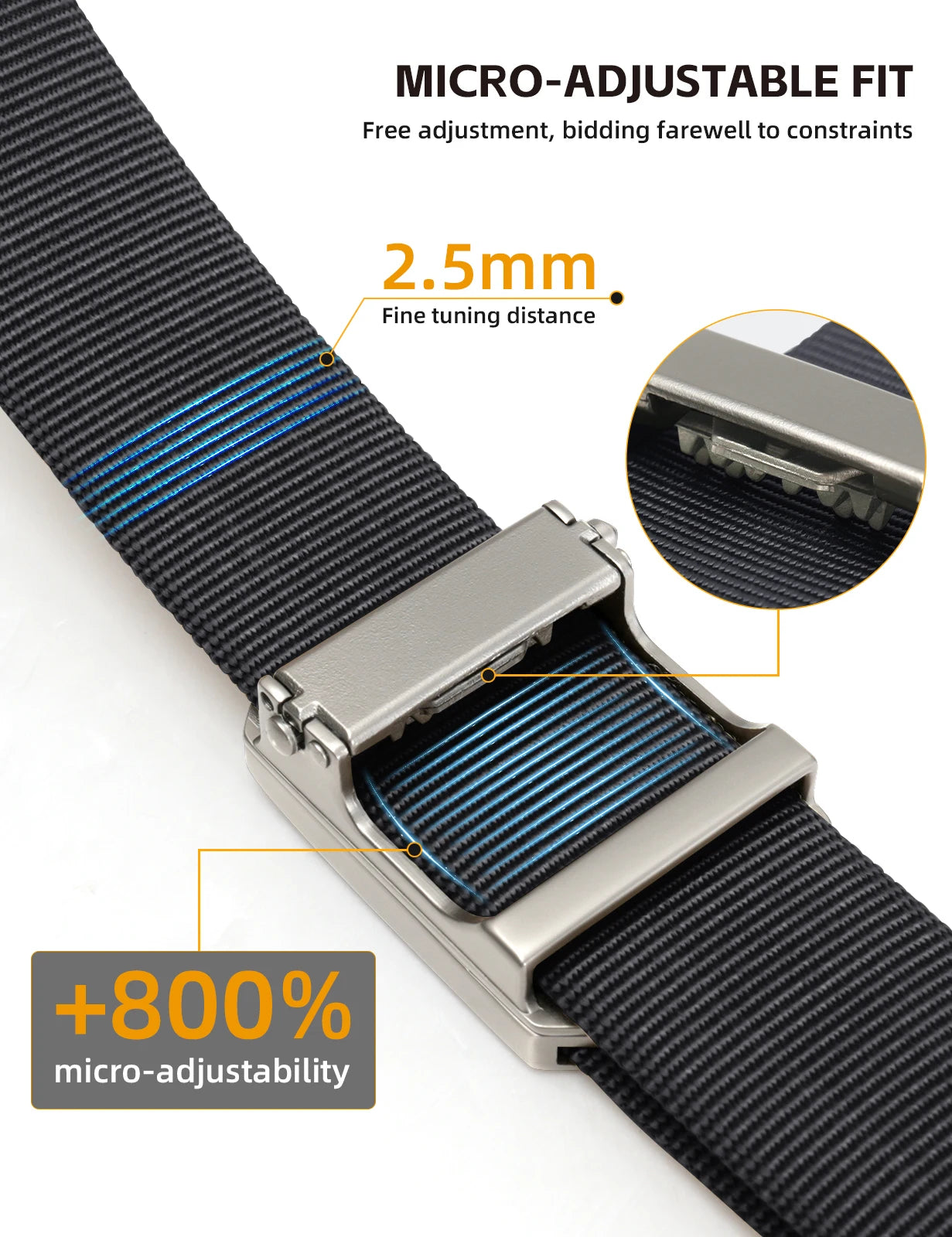 IDOGEAR Men's Ratchet Belt 1.5" Heavy Duty No Holes Slide Buckle Tactical Style Casual for Jeans Work Outdoor 3446