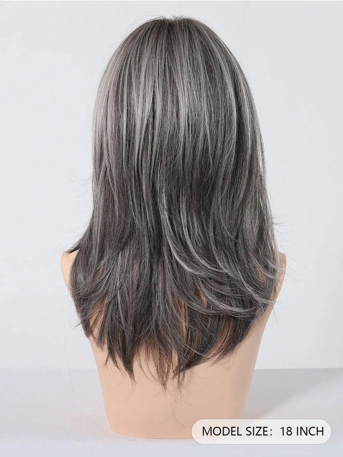 Halloween Wig TopShe Medium Length Wig Grey Curly Wig for Woman 18 inch Heat Resistant Silver Grey Synthetic Wig Layered Medium Long Shaggy Hair Wig osplay Costume Party Daily Wear Natural Ash Grey Salt and Pepper Hairpiece F