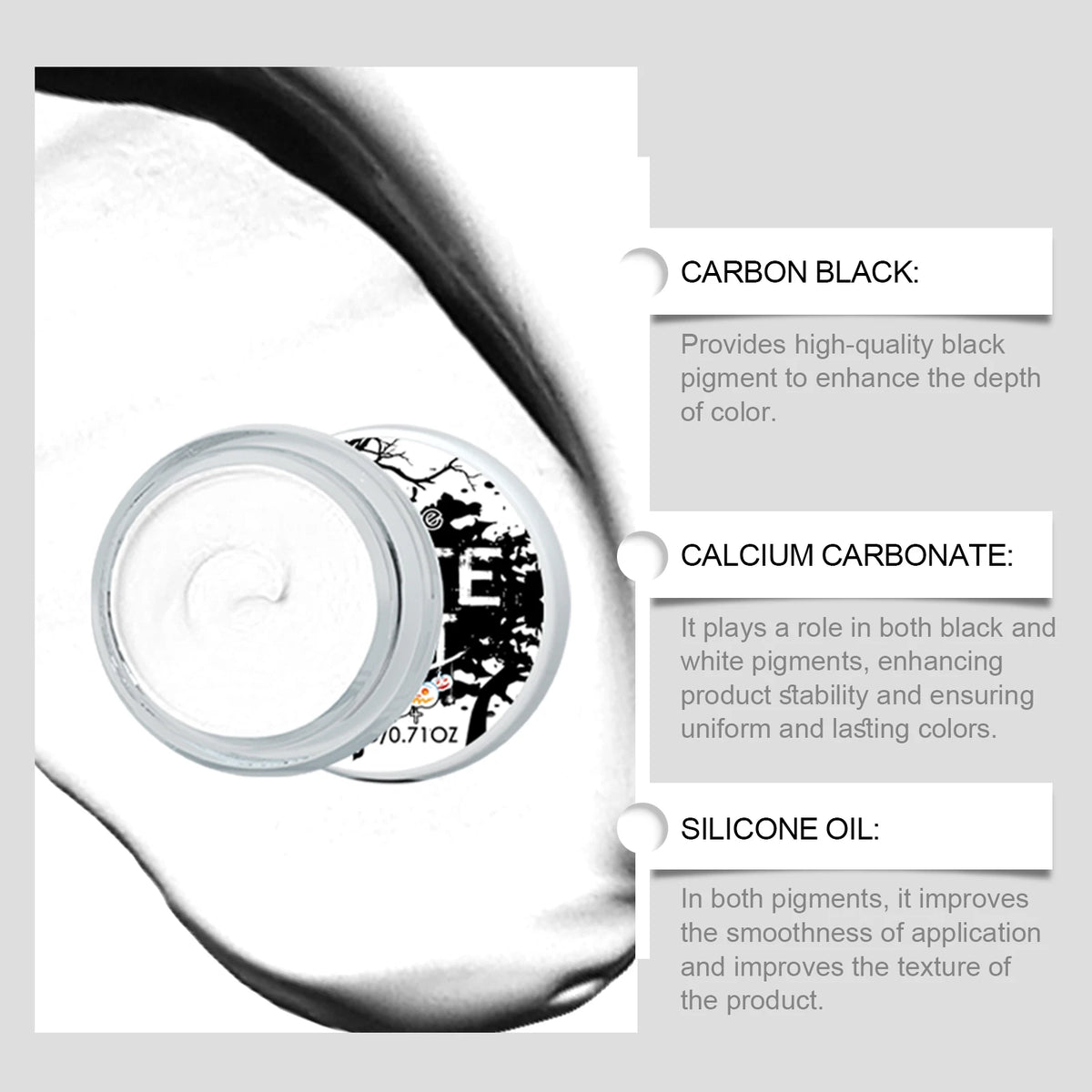 Eelhope Halloween Black White Body Paint Professional Face Body Art Makeup Smudge Proof Waterproof Body Paint for Costume Party